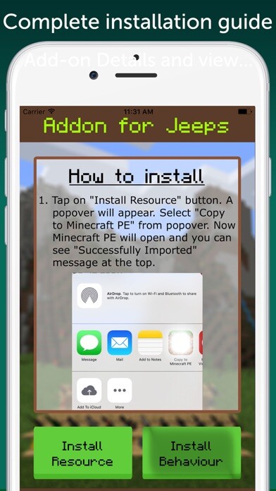 Emulate iPhone app AddOn for Jeeps for Minecraft PE using MyAndroid Emulate iPhone app AddOn for Jeeps for Minecraft PE using MyAndroid