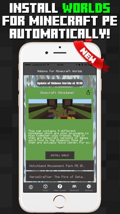 Emulate iPhone app Addons for Minecraft PE Packs Worlds using MyAndroid