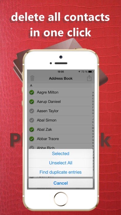 Emulate iPhone app Address Book Cleaner and Duplicate Remover using MyAndroid