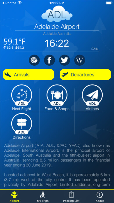 Emulate iPhone app Adelaide Airport Info + Radar using MyAndroid Emulate iPhone app Adelaide Airport Info + Radar using MyAndroid