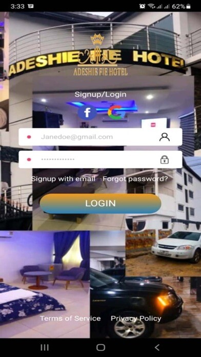Emulate iPhone app Adeshie Fie Hotel Rewards using MyAndroid