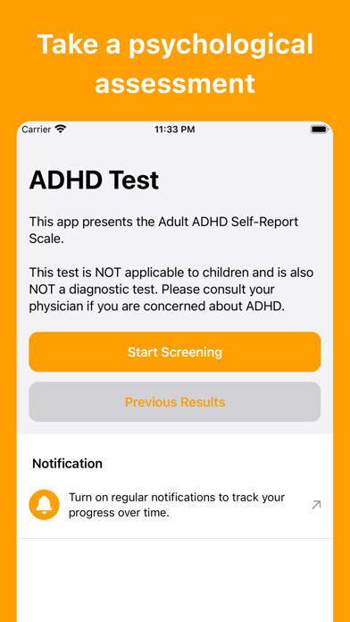 Emulate iPhone app ADHD Test (Adult) using MyAndroid Emulate iPhone app ADHD Test (Adult) using MyAndroid