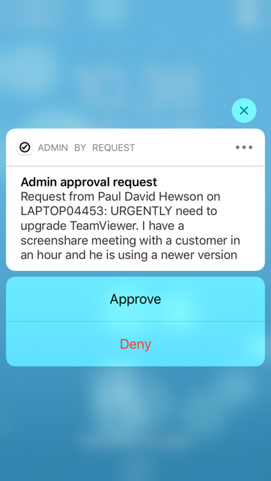 Emulate iPhone app Admin By Request using MyAndroid