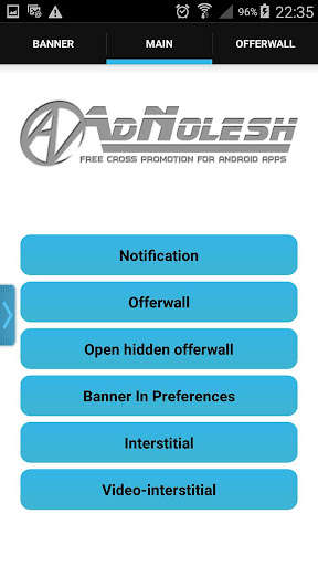 Run android online APK AdNolesh Example from MyAndroid or emulate AdNolesh Example using MyAndroid