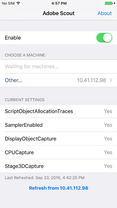 Emulate iPhone app Adobe Scout using MyAndroid Emulate iPhone app Adobe Scout using MyAndroid