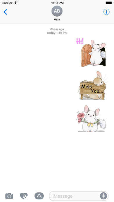 Emulate iPhone app Adorable Chinchilla Sticker using MyAndroid