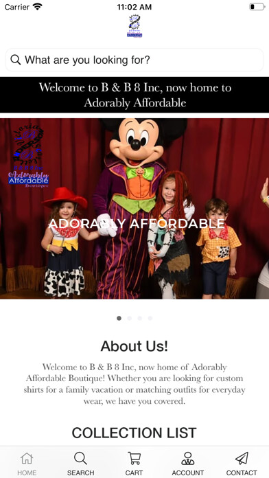 Emulate iPhone app Adorably Affordable Boutique using MyAndroid