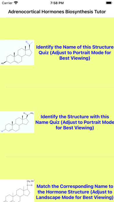 Emulate iPhone app Adrenocortical Hormones Tutor using MyAndroid
