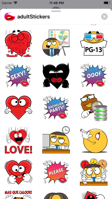 Emulate iPhone app adult Bedtime Stickers using MyAndroid