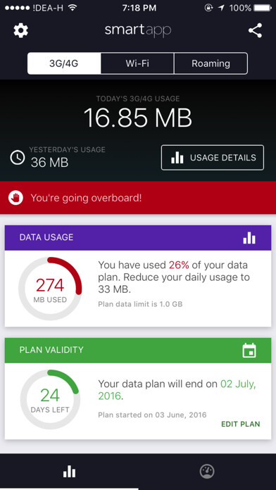 Emulate iPhone app Advanced Data Usage Tracker - smartapp using MyAndroid