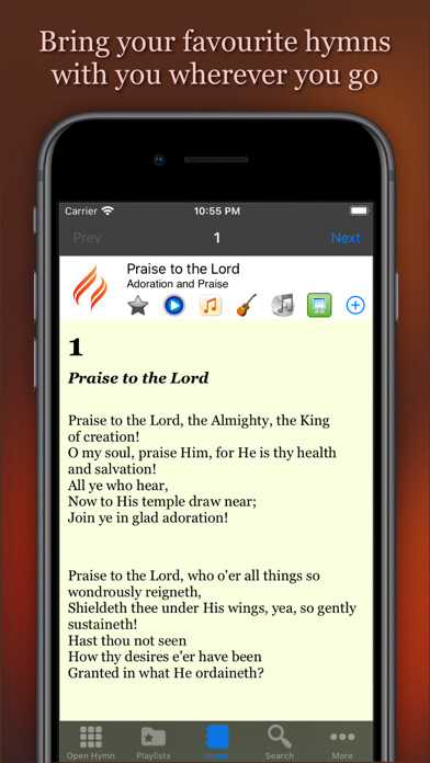 Emulate iPhone app Advent Hymnal: SDA Hymn Book using MyAndroid