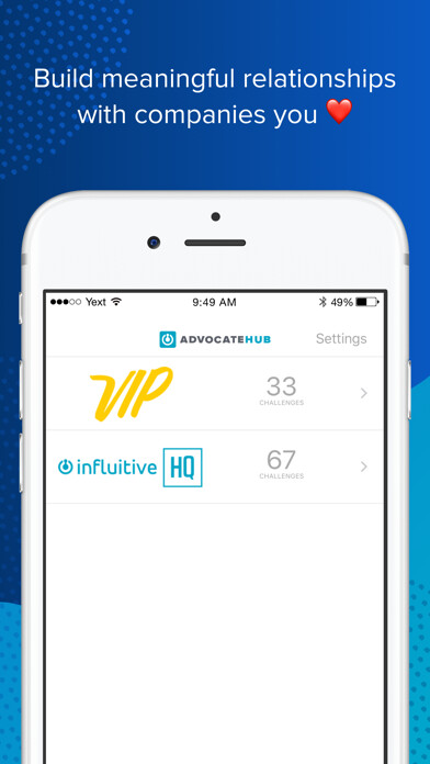 Emulate iPhone app AdvocateHub by Influitive using MyAndroid