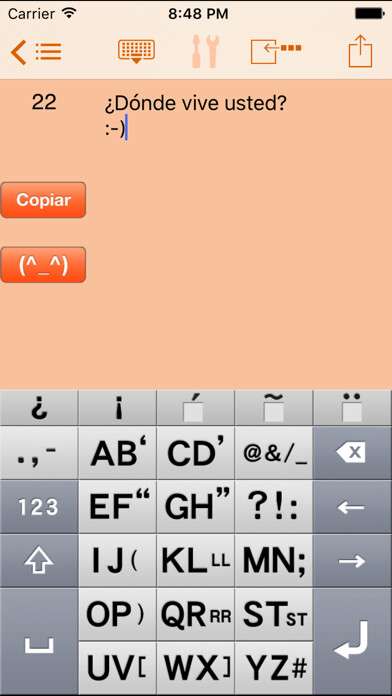 Emulate iPhone app AEI Keyboard Note Spanish using MyAndroid Emulate iPhone app AEI Keyboard Note Spanish using MyAndroid