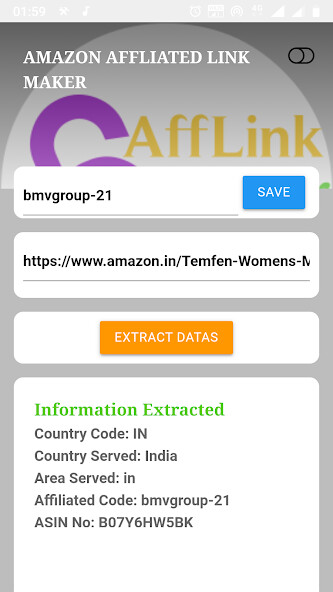 Run android online APK Affiliate Link Maker (Amazon) from MyAndroid or emulate Affiliate Link Maker (Amazon) using MyAndroid