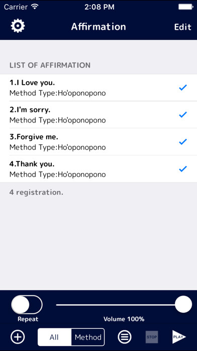 Emulate iPhone app Affirmation(SS) using MyAndroid