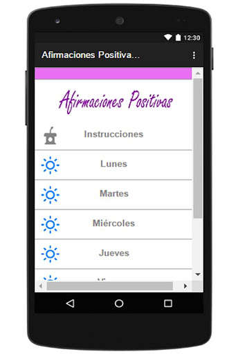 Run android online APK Afirmaciones Positivas En Esp from MyAndroid or emulate Afirmaciones Positivas En Esp using MyAndroid