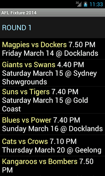 Run android online APK AFL Fixture 2022 from MyAndroid or emulate AFL Fixture 2022 using MyAndroid