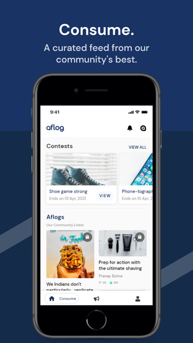 Emulate iPhone app Aflog - Contests & Collabs! using MyAndroid