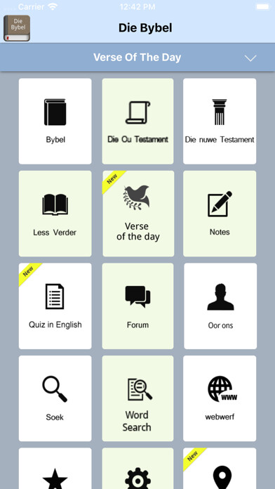 Emulate iPhone app Afrikaans Bible Offline using MyAndroid