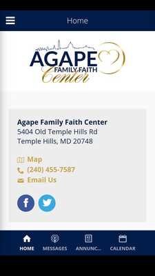 Emulate Android APK Agape Family Faith Center