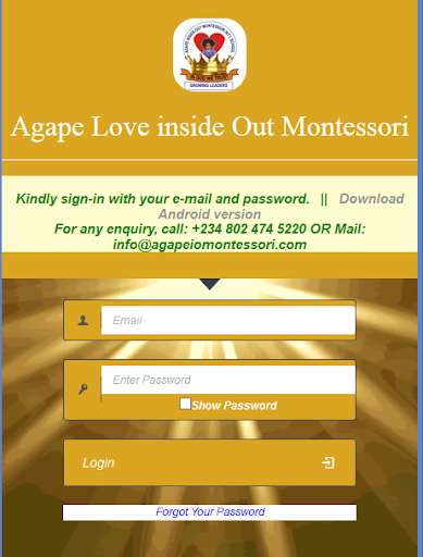 Run android online APK Agape Love inside Out Montessori from MyAndroid or emulate Agape Love inside Out Montessori using MyAndroid