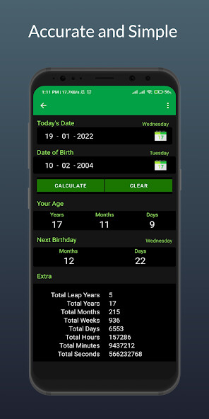 Run android online APK Age Calculator (Accurate) from MyAndroid or emulate Age Calculator (Accurate) using MyAndroid