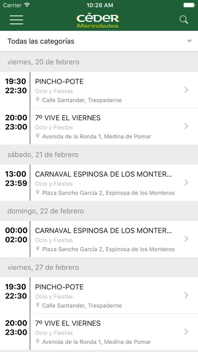 Emulate iPhone app Agenda Merindades using MyAndroid