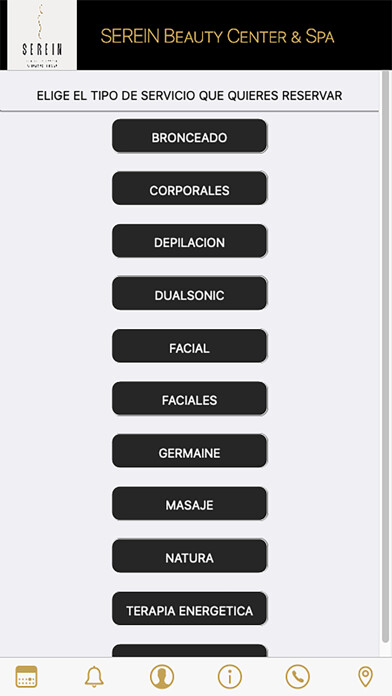 Emulate iPhone app Agenda Serein Beauty Center using MyAndroid