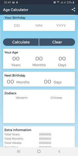 Run android online APK Age & Zodiac Calculator from MyAndroid or emulate Age & Zodiac Calculator using MyAndroid