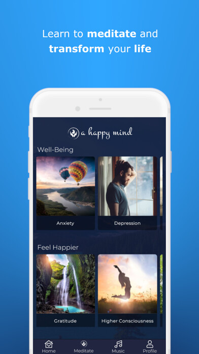 Emulate iPhone app A Happy Mind-Guided Meditation using MyAndroid