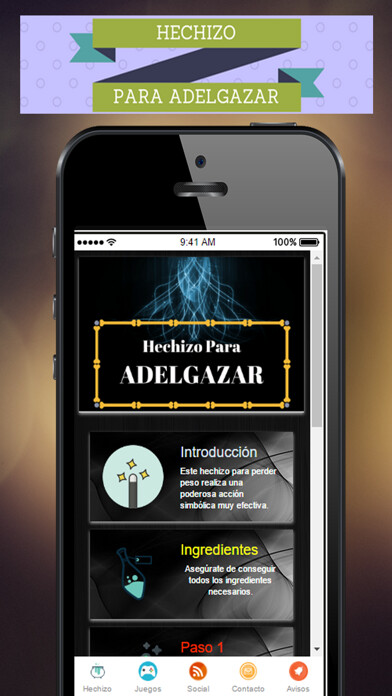 Emulate iPhone app A+ Hechizo Para Adelgazar using MyAndroid