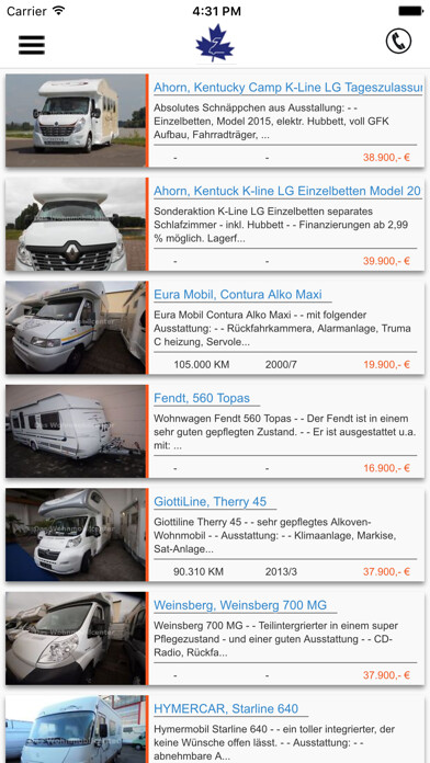 Emulate iPhone app Ahorn Wohnmobile GmbH & Co KG using MyAndroid Emulate iPhone app Ahorn Wohnmobile GmbH & Co KG using MyAndroid