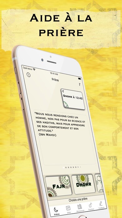 Emulate iPhone app Aide à la prière using MyAndroid
