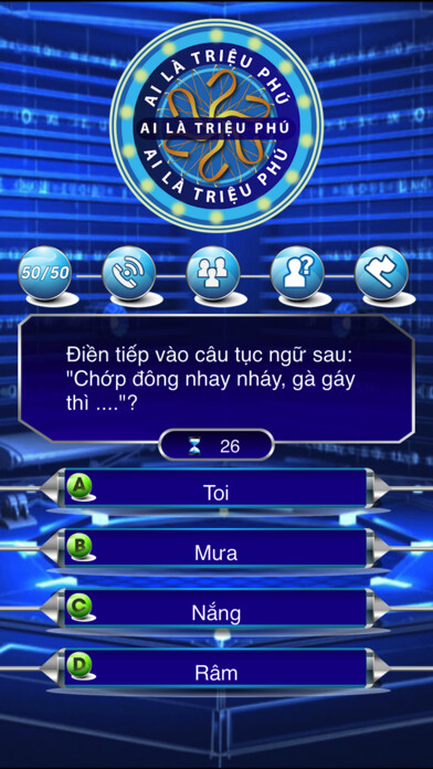Emulate iPhone app Ai Là Triệu Phú Đấu trường IQ using MyAndroid