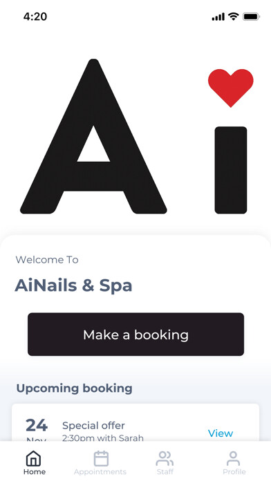 Emulate iPhone app AiNails & Spa using MyAndroid