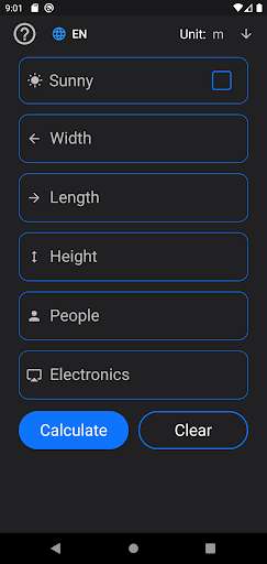 Emulate Android APK Air Conditioner Calculator