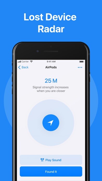 Emulate iPhone app AirFind－ Find My Lost Device using MyAndroid