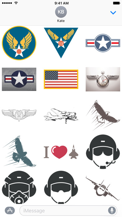 Emulate iPhone app Air Force - Stickers using MyAndroid