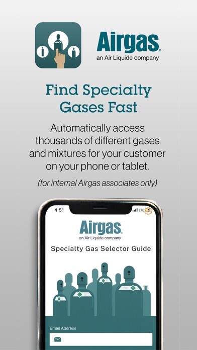 Emulate iPhone app Airgas Specialty Gas Selector using MyAndroid