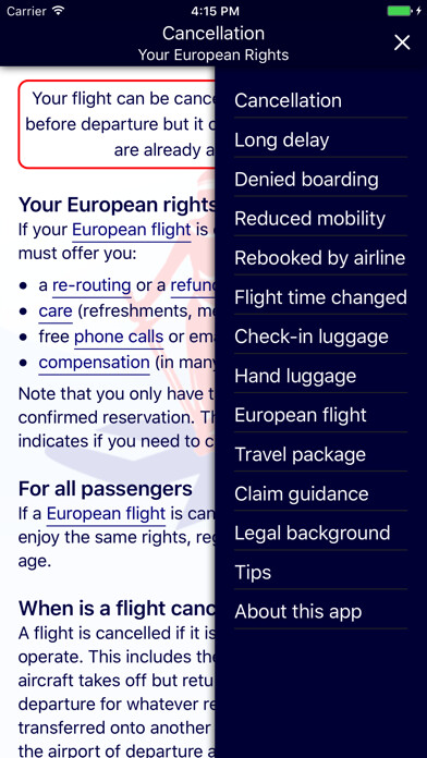 Emulate iPhone app Air Passenger Rights using MyAndroid