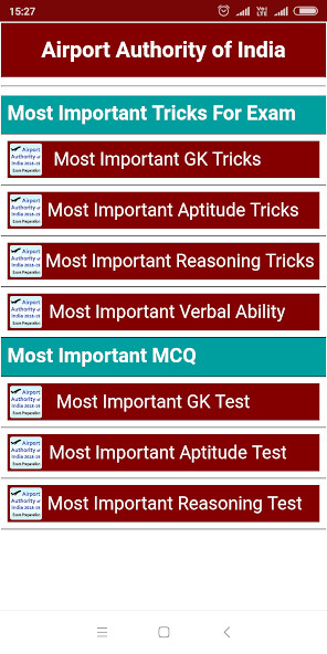 Run android online APK Airport Authority of India EXAM Guide from MyAndroid or emulate Airport Authority of India EXAM Guide using MyAndroid
