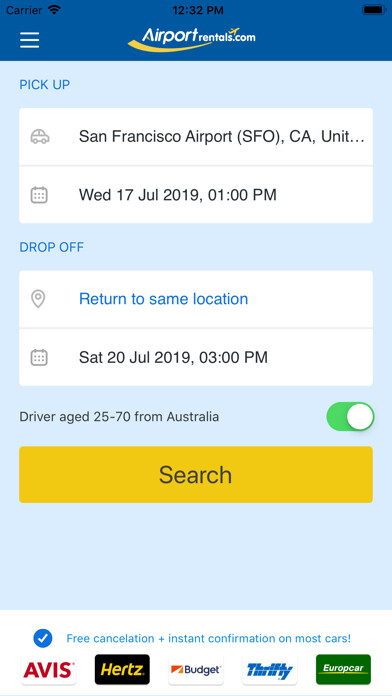 Emulate iPhone app Airport Car Rental using MyAndroid Emulate iPhone app Airport Car Rental using MyAndroid