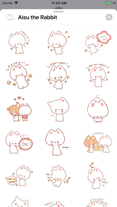 Emulate iPhone app Aisu the Rabbit Stickers using MyAndroid