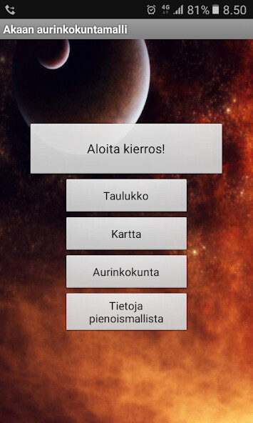 Emulate Android APK Akaa Solar System Scale Model
