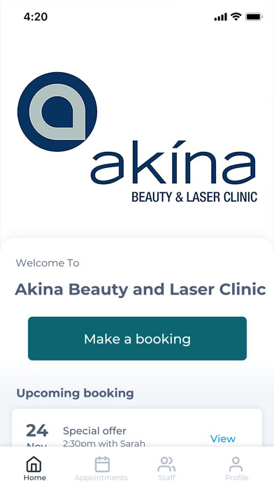 Emulate iPhone app Akina Beauty and Laser Clinic using MyAndroid