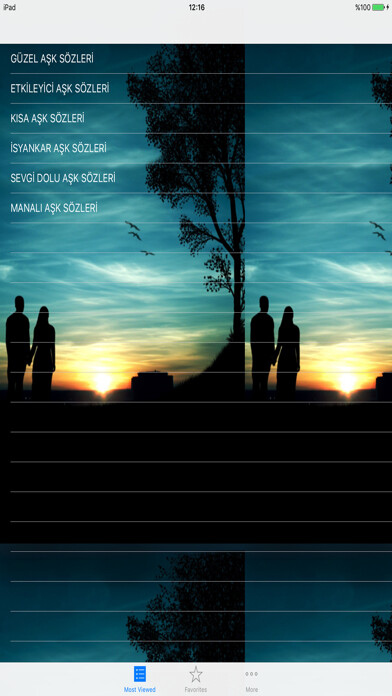 Emulate iPhone app Aşk Sevgi Sözleri using MyAndroid