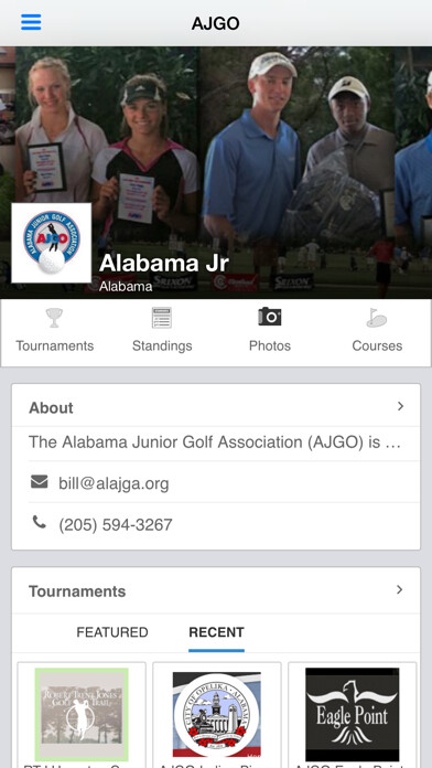 Emulate iPhone app Alabama Junior Golf Association using MyAndroid Emulate iPhone app Alabama Junior Golf Association using MyAndroid