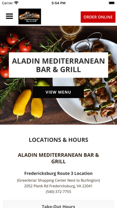 Emulate iPhone app ALADIN MEDITERRANEAN GRILL using MyAndroid Emulate iPhone app ALADIN MEDITERRANEAN GRILL using MyAndroid