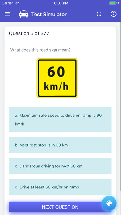 Emulate iPhone app Alberta Driving Test - Class 7 using MyAndroid