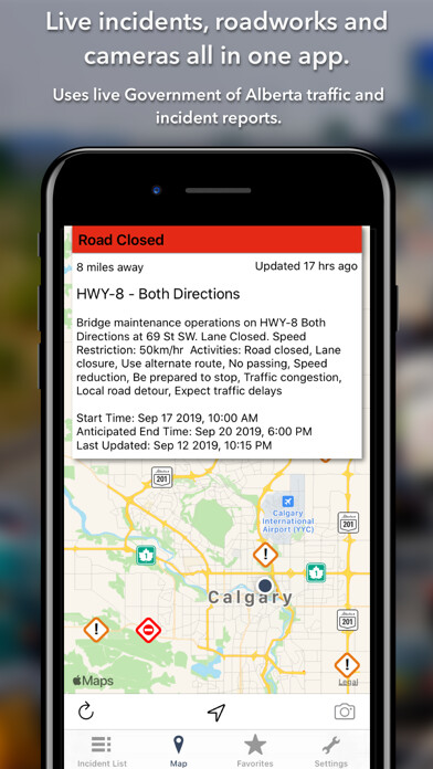 Emulate iPhone app Alberta Roads using MyAndroid